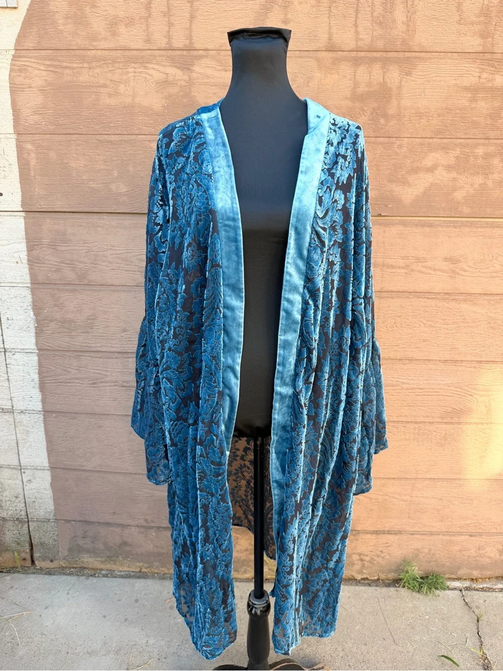 Torrid Velvet Burnout Kimono Robe - Teal Blue